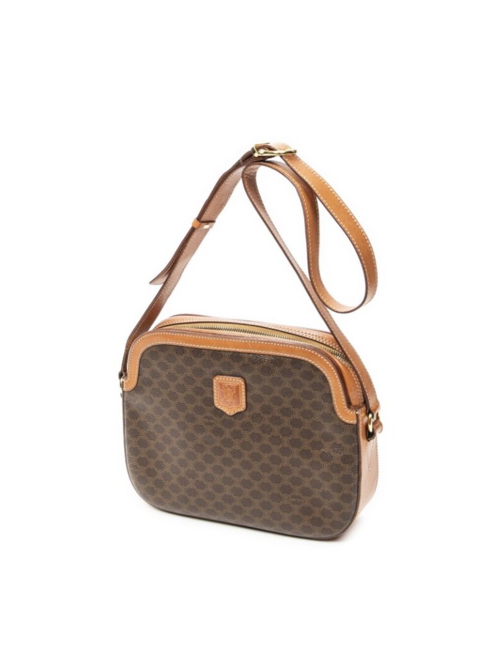 Celine Vintage Flap Crossbody Brown Macadam Canvas - Picture 2 of 10